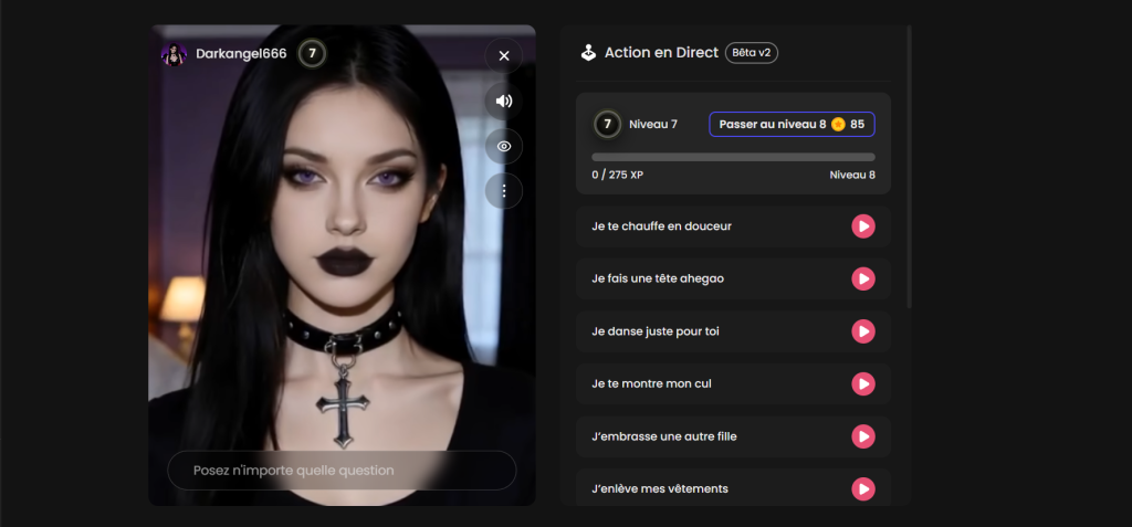 Candy AI système de niveau progression tokens interaction IA compagnon